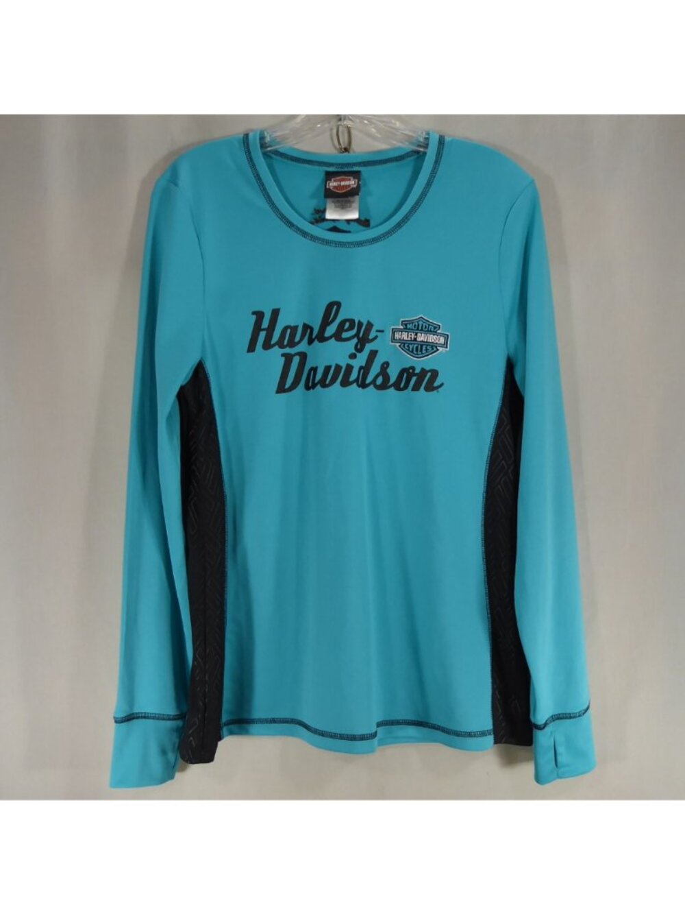 Harley Davidson Womens L Teal Green Long Sleeve Athletic Shirt South East Ohio